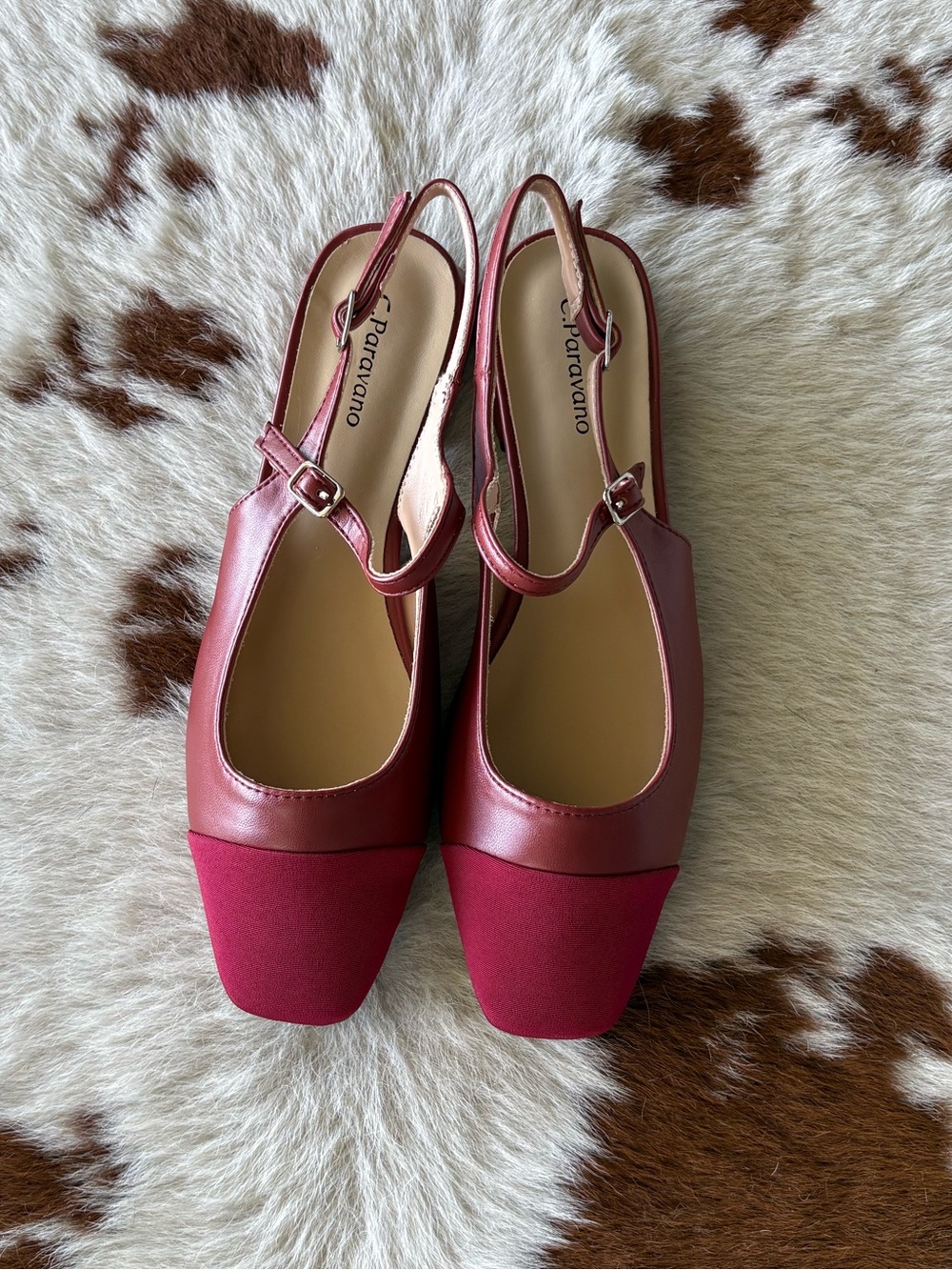NEW in box: C. Paravano Square-Toe Slingback Flats (Felicia)